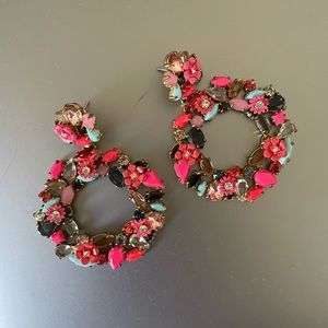 Hoop floral J.Crew earrings in Pink